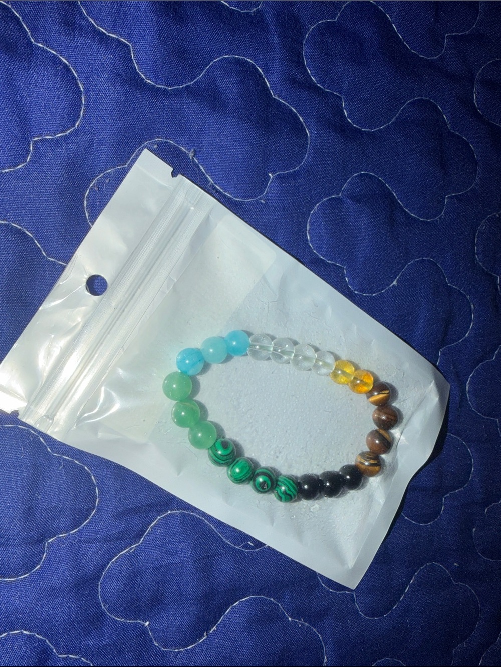 Kids Multicolor Beaded Stretch Bracelet - Clear, Green, Blue, Yellow, Brown